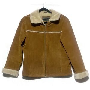 Michael Michelle Suede Leather Jacket Teen Girl's Size Large Golden Brown